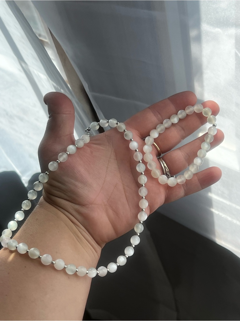 COLORCHANGING in the SUN indoors Classic White Beaded Necklace and Bracelet Set